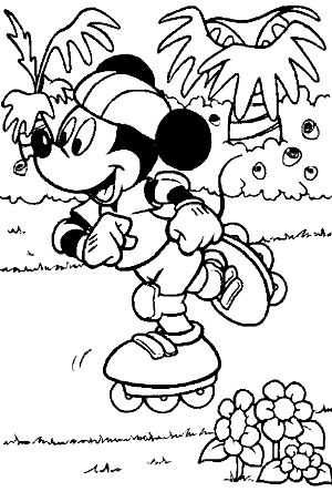 Coloriages Mickey: Roller